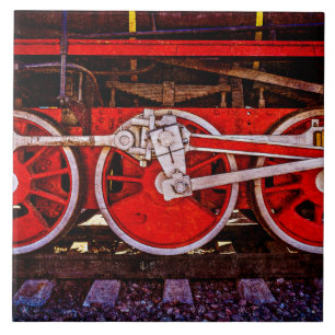 Vintage Dampfzugräder Fliese