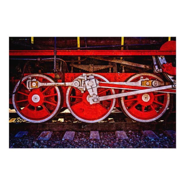 Vintage Dampfzugräder Fotodruck (Vorne)