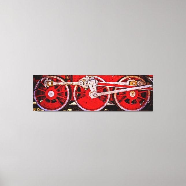 Vintage Dampfzugräder Leinwanddruck (Vorderseite)