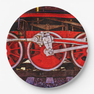 Vintage Dampfzugräder Pappteller