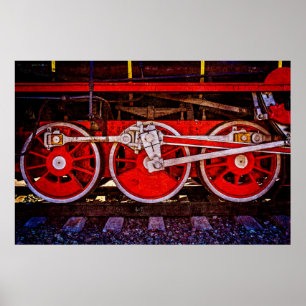 Vintage Dampfzugräder Poster
