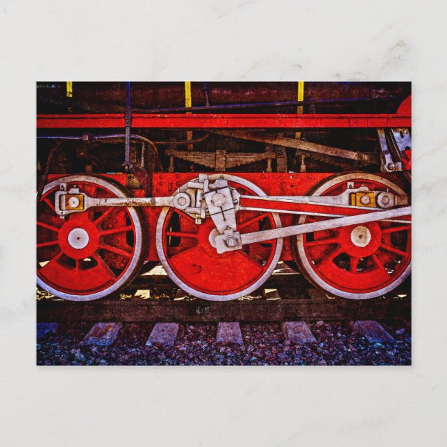 Vintage Dampfzugräder Postkarte (Vorderseite)