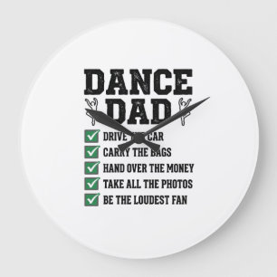 Vintage Dance Dad Checklist Shirt Design_1 Große Wanduhr