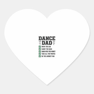Vintage Dance Dad Checklist Shirt Design_1 Herz-Aufkleber