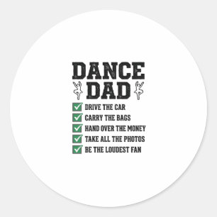Vintage Dance Dad Checklist Shirt Design_1 Runder Aufkleber
