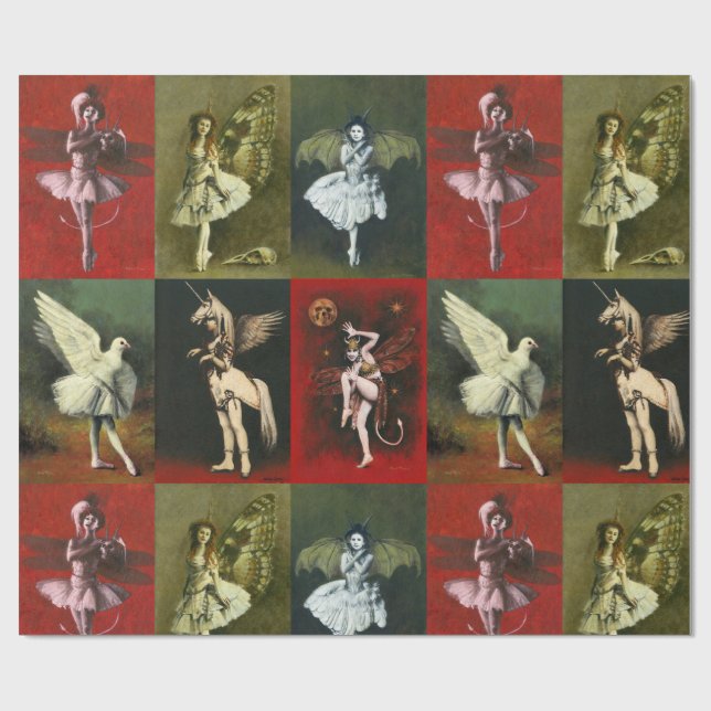 Vintage Dancing Imps Wrapping Paper Geschenkpapier (Flach)