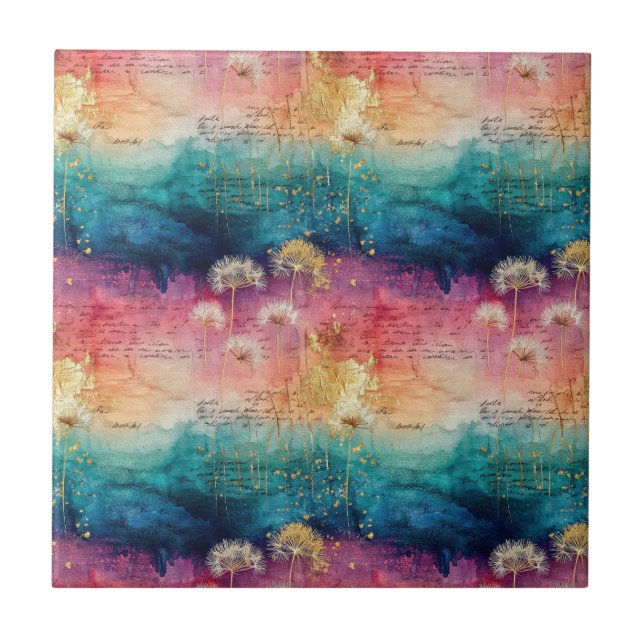 Vintage Dandelion Abstract Pattern (1) Fliese (Vorderseite)