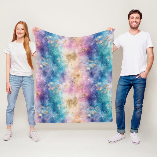 Vintage Dandelion Abstract Pattern (2) Fleecedecke (Beispiel)