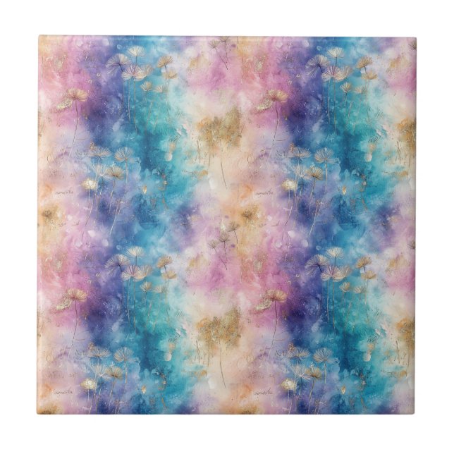Vintage Dandelion Abstract Pattern (2) Fliese (Vorderseite)
