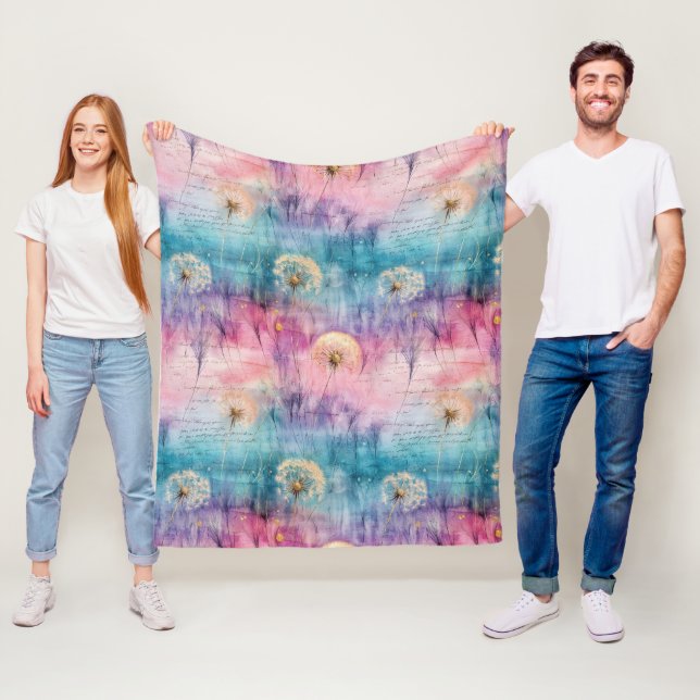 Vintage Dandelion Abstract Pattern (6) Fleecedecke (Beispiel)
