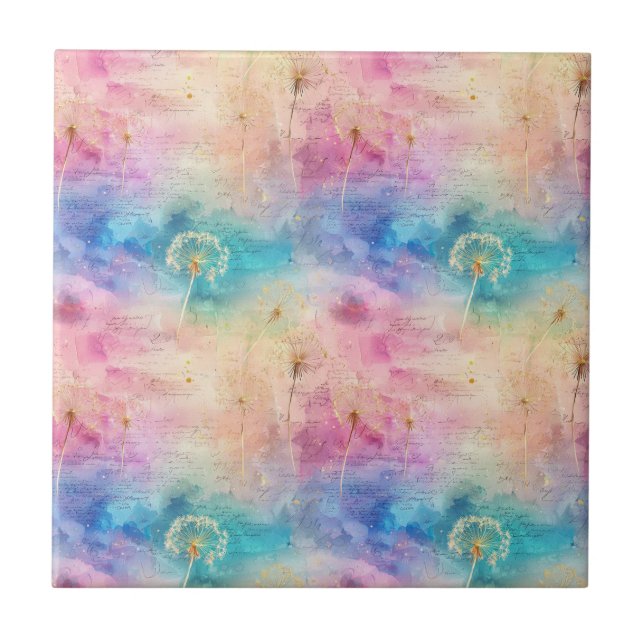Vintage Dandelion Abstract Pattern (7) Fliese (Vorderseite)