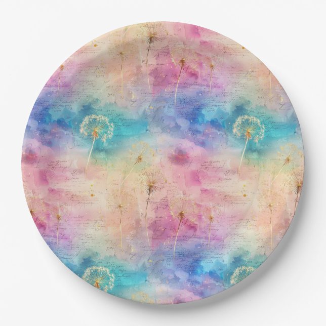 Vintage Dandelion Abstract Pattern (7) Pappteller (Vorderseite)