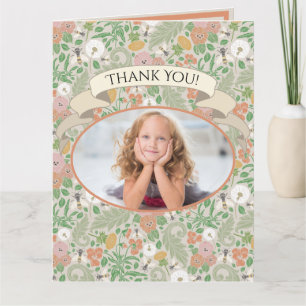 Vintage Dandelion-Stiefmütterchen Besetztes Bienen Dankeskarte