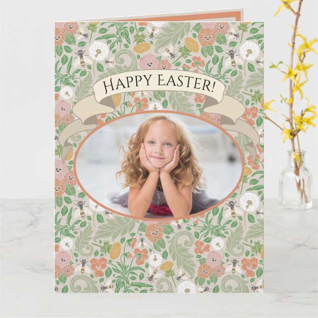 Vintage Dandelion-Stiefmütterchen Besetztes Bienen Karte (Gelbe Blume)