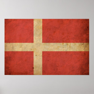 Vintage Dänemark-Flagge Poster