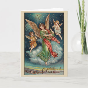 Vintage Dänische Angels Glædelig Jul Weihnachtskar Feiertagskarte