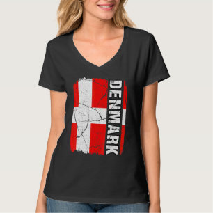 Vintage Dänische Flagge Dänemark Stolz Wurzeln Erb T-Shirt