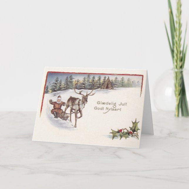 Vintage dänische Glædelig Jul Weihnachtskarte Feiertagskarte (Vorderseite)