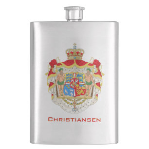 Vintage dänische Königliche Wappen Dänemarks Flachmann
