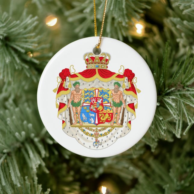 Vintage dänische Königliche Wappen Dänemarks Keramik Ornament (Baum)