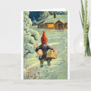 Vintage dänische / norwegische God Jul Weihnachtsk Feiertagskarte
