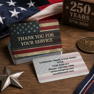 Vintage Danke für den Dienst Amerikanisches Untern Visitenkarte