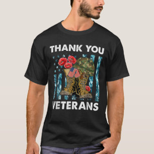 Vintage Danke Veteranen Kampfstiefel Blumen Vet T-Shirt