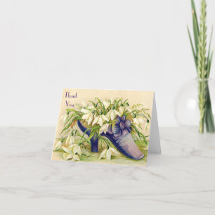 Vintage - Dankeschön - Damenschuh & Blumen, Dankeskarte