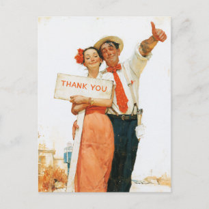 Vintage Dankeschön Paar Postkarte