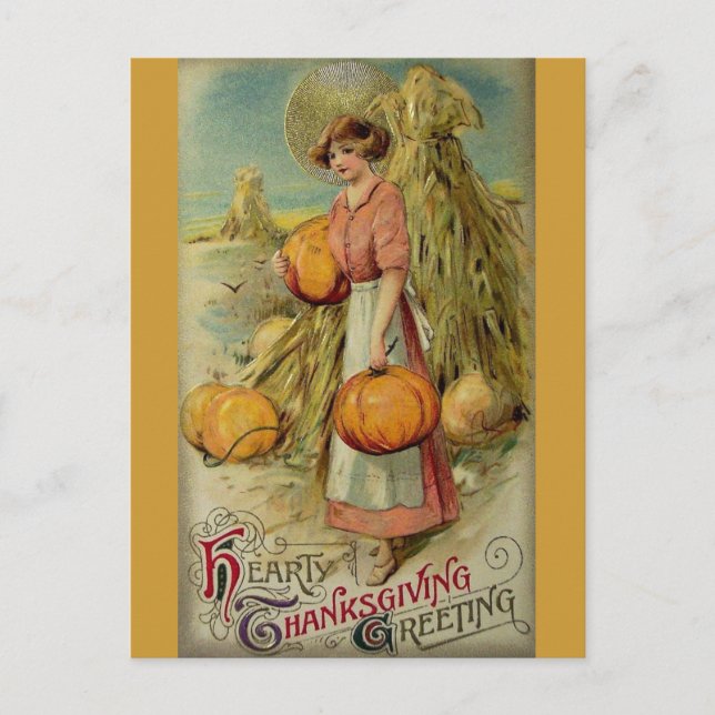 Vintage-Dankfest-Postkarte Feiertagspostkarte (Vorderseite)