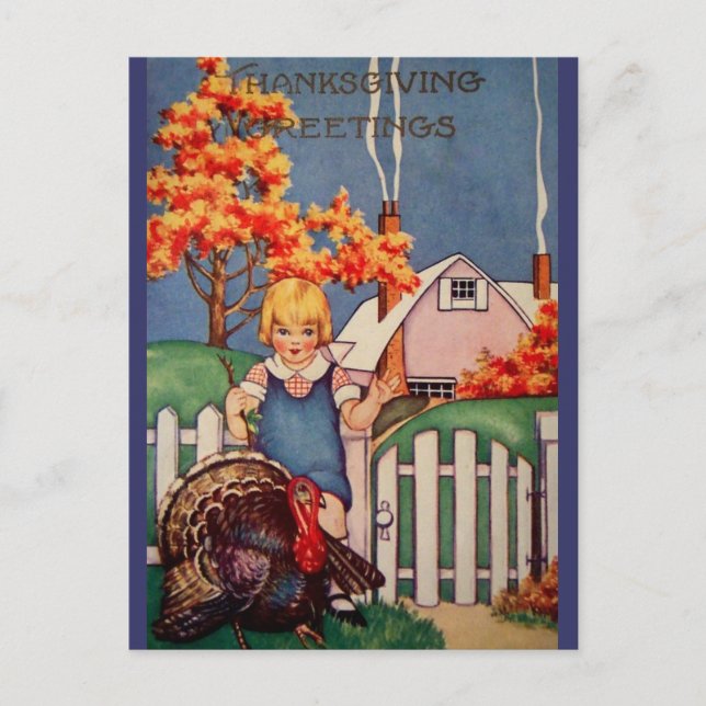 Vintage-Dankfest-Postkarte Feiertagspostkarte (Vorderseite)