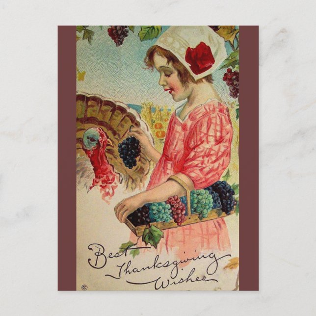 Vintage-Dankfest-Postkarte Feiertagspostkarte (Vorderseite)