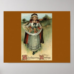 Vintage-Dankfest-Postkarte Pilgerfrau-Plakat Poster