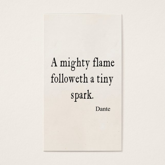 Vintage Dante Mighty Flame Tiny Spark Quotes (Vorderseite)