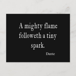 Vintage Dante Mighty Flame Tiny Spark Quotes Postkarte