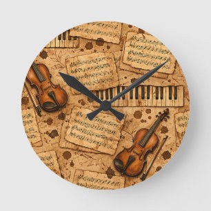 Vintage Dark Academia Ästhetik Muster Runde Wanduhr