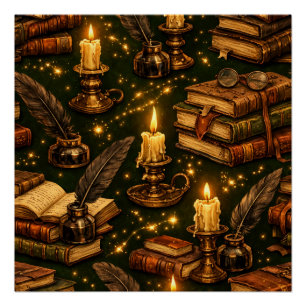 Vintage Dark Academia Magiebücher Poster