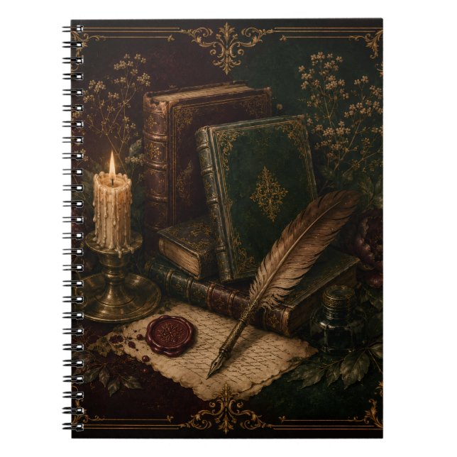 Vintage Dark Academia Notizbuch | Antike Bücher (Vorderseite)