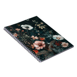 Vintage Dark Academia Wildflower Botanische Abbild Notizblock