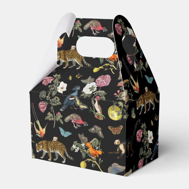 Vintage Dark Botanical Wild Animals in Forest Geschenkschachtel (Vorderseite)