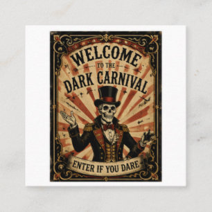 Vintage Dark Carnival Halloween-Party-Design Quadratische Visitenkarte
