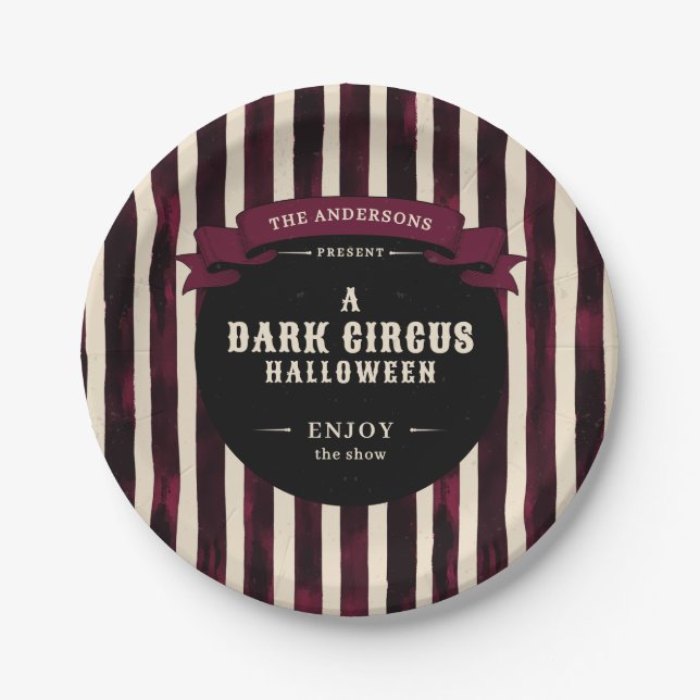 Vintage Dark Circus Halloween-Party Pappteller (Vorderseite)