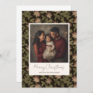 Vintage Dark Floral 1 photo custom Christmas card Dankeskarte
