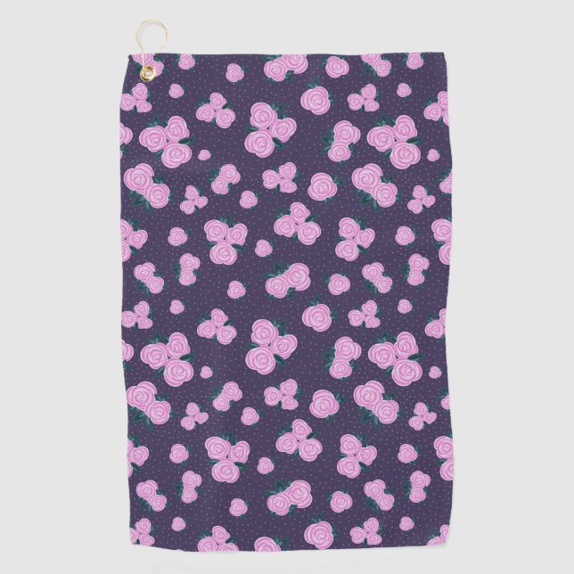 Vintage dark purple florals golfhandtuch (Vorderseite)