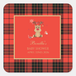 Vintage Dark Red Baby Shower Napkins Quadratischer Aufkleber