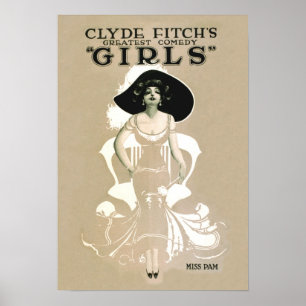 Vintage Darstellend Arts Poster Miss Pam in Girls