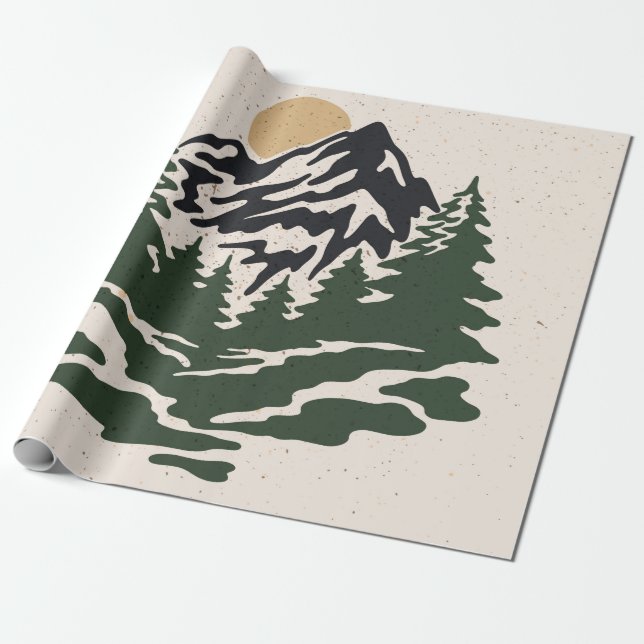 Vintage Darstellung der Berglandschaft Geschenkpapier (Ungerollt)