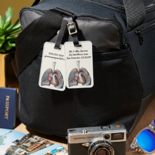Vintage-Darstellung der menschlichen Anatomie Lung Gepäckanhänger