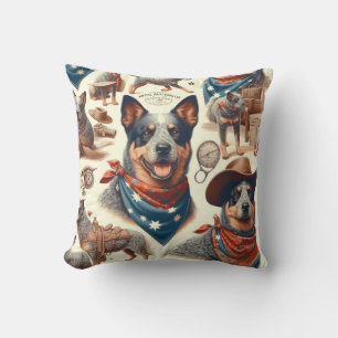 Vintage Darstellung des australischen Rinderhundes Kissen