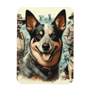 Vintage Darstellung des australischen Rinderhundes Magnet